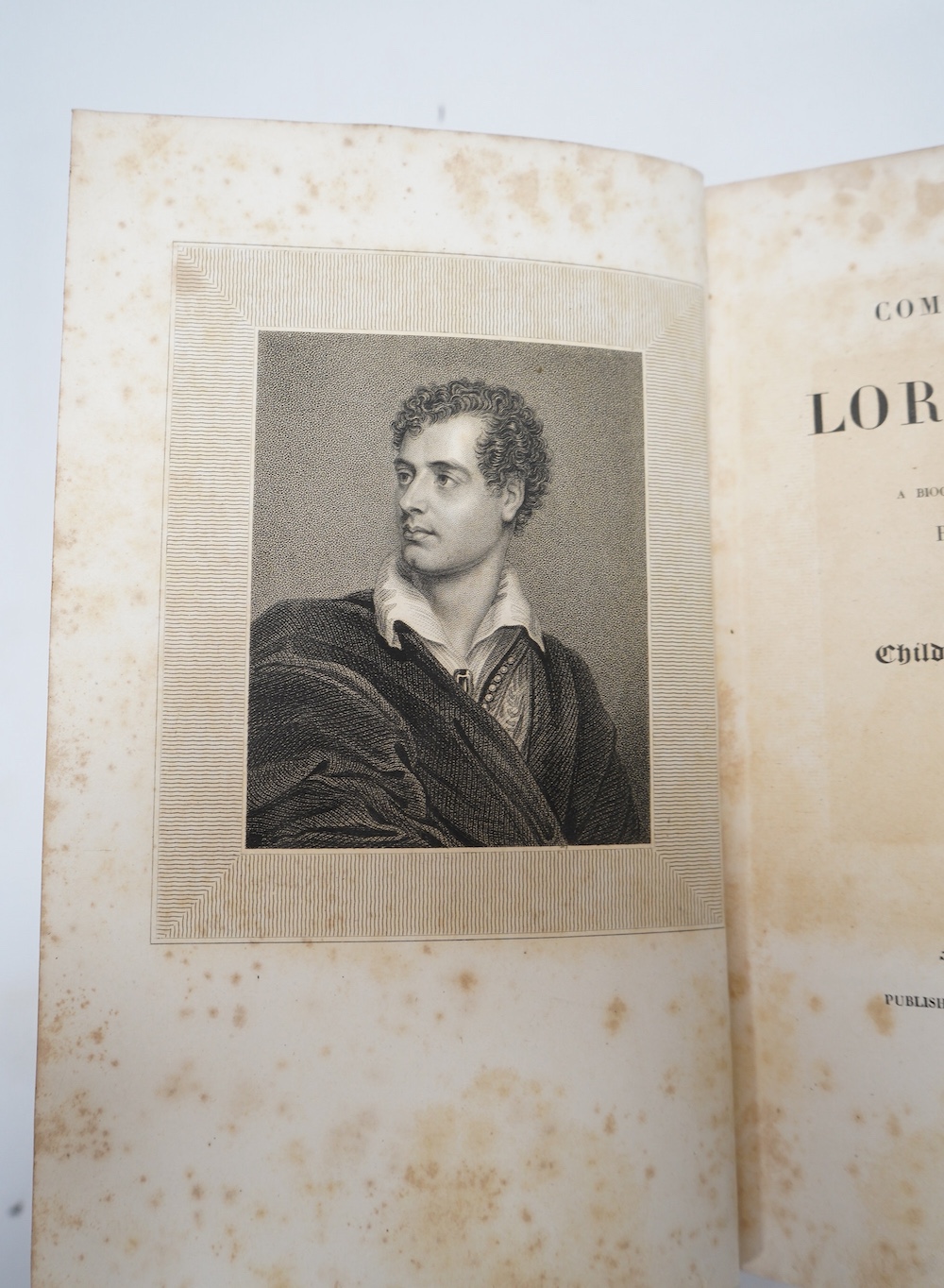 Byron, Lord George Gordon Noel - The Complete Works of Lord Byron, with a Biographical and Critical Notice, by J.W. Lake, Esq., 7 vols., eng. port. frontis. to first vol., half-titles discarded, scattered spotting and br